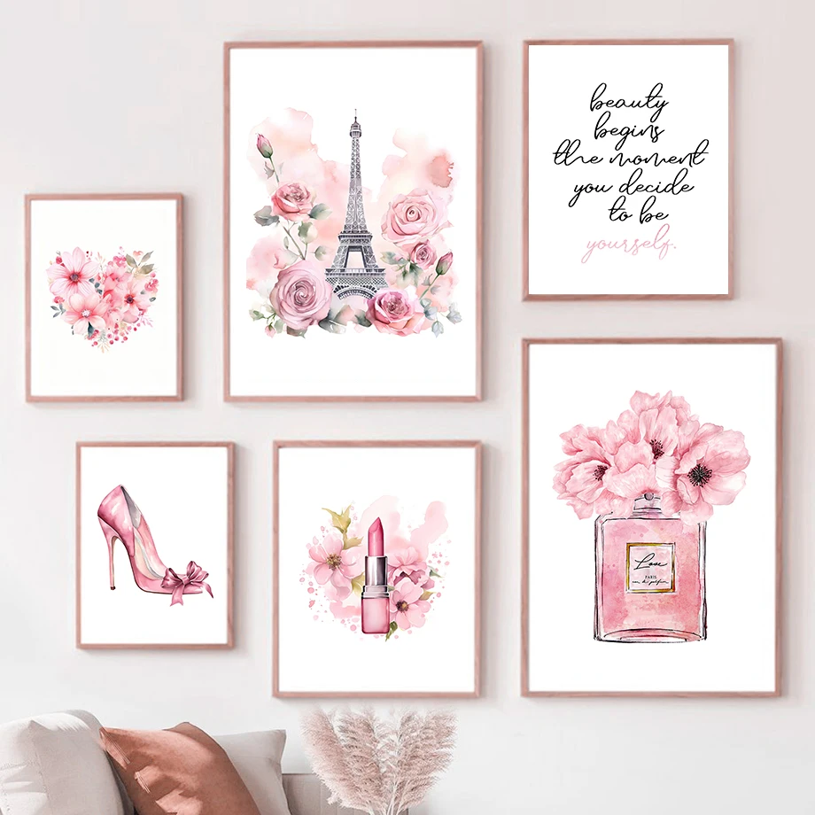 Fragrance Home Decor - Poster Seni Mode Paris Lukisan Kanvas