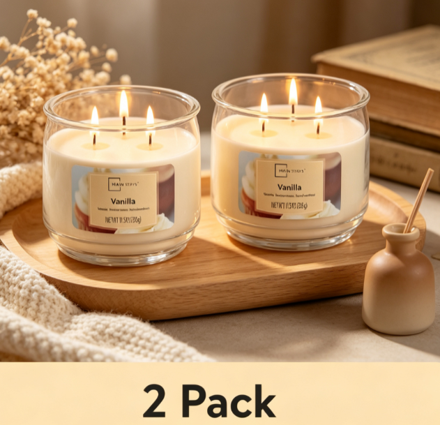 Home Fragrance Vanilla Scented Candle - Lilin Aroma Vanilla 3 Wick dalam